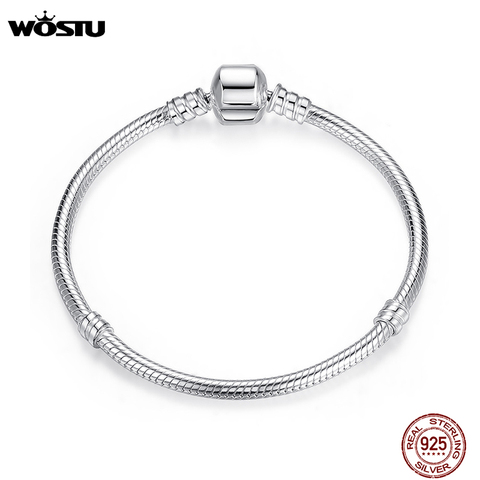 Pulsera de 100% Plata de Ley 925 Original de lujo con cadena de serpiente, pulsera para mujer, joyería auténtica, pulsera de regalo XCHS902 ► Foto 1/6