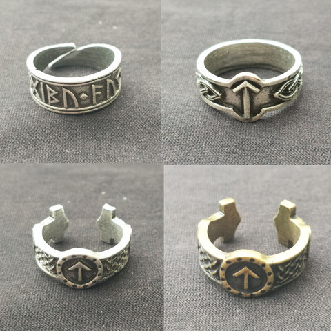 Rúnico-joyas de runas para hombre y mujer, anillo Vikingo, amuleto de runas Vintage, anillos ajustables ► Foto 1/6