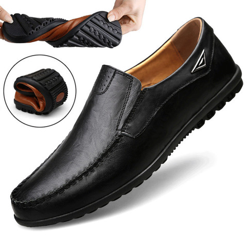 Verano de los hombres zapatos casuales zapatos de marca de lujo mocasines de cuero genuino hombres mocasines transpirables Slip en italiano zapatos de barco zapatos de talla grande 37-47 ► Foto 1/6