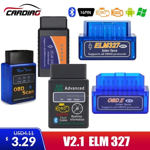 ELM327 V2.1 adaptador Super Mini ELM 327 Bluetooth para Android Torque OBDII lector de código OBD2 escáner de coche herramienta de diagnóstico automático ► Foto 1/6