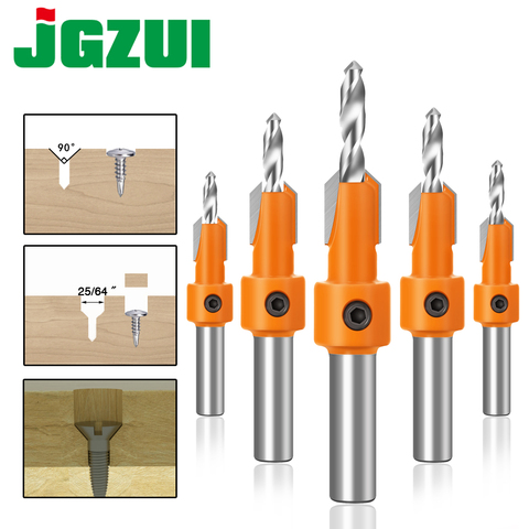 Brocas de enrutador avellanado HSS, vástago de 8mm, para carpintería, Extractor de tornillo, demolición, para Fresa de madera, 1 unidad ► Foto 1/6