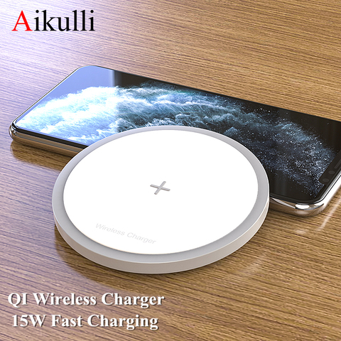 Aikuli-cargador inalámbrico Qi para teléfono móvil, almohadilla de carga rápida de 15W para iPhone 12, 11 Pro, Xs Max, X, Xr, 8, AirPods, Samsung y Xiaomi ► Foto 1/6