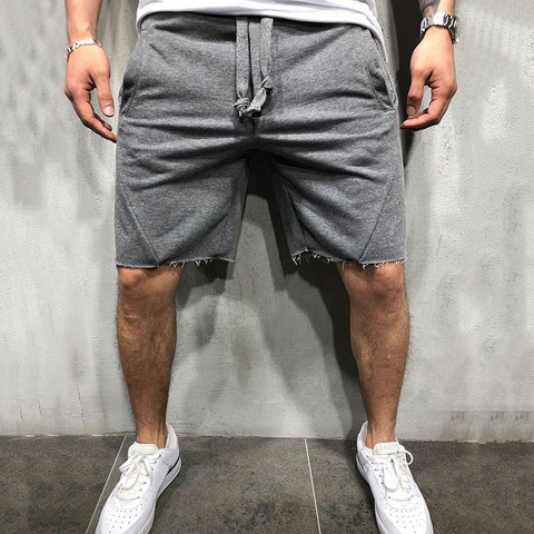 Pantalones cortos de estilo salvaje para hombre, pantalones cortos rasgados de Color liso, pantalones cortos de entrenamiento para Jogger para hombre ► Foto 1/6