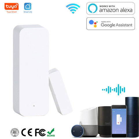 Sensor con cable para puerta/ventana, contacto abierto, cierre, tuya, WiFi, Control de aplicación remota, Compatible con asistente de Google Alexa ► Foto 1/6
