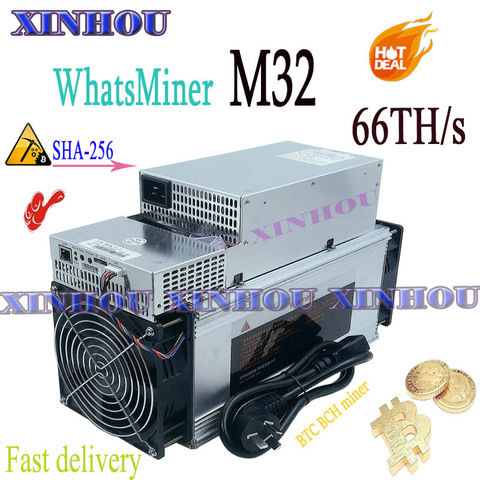 Asic-minero WhatsMiner M32 66T SHA256 BTC con fuente de alimentación, más económico que M20S M21S M30S M31S Antminer S19 T19 S17 Z15 A9 A10 ► Foto 1/3