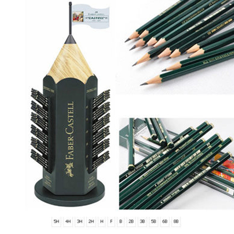 Faber-Castell 9000 dibujo lápices B/2B/3B/4B/5B/6B/7B/8B/H/2H/3H/4H/5H/6H/F lápiz de grafito de madera, dibujo escolar, 12/16 Uds. ► Foto 1/6