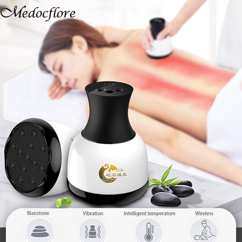 Máquina de terapia de piedra Bian inalámbrica, VIBRADOR ELÉCTRICO anticelulítico para masaje corporal, calentamiento Gua Sha, desintoxicación, SPA, Sauna, relajación ► Foto 1/6