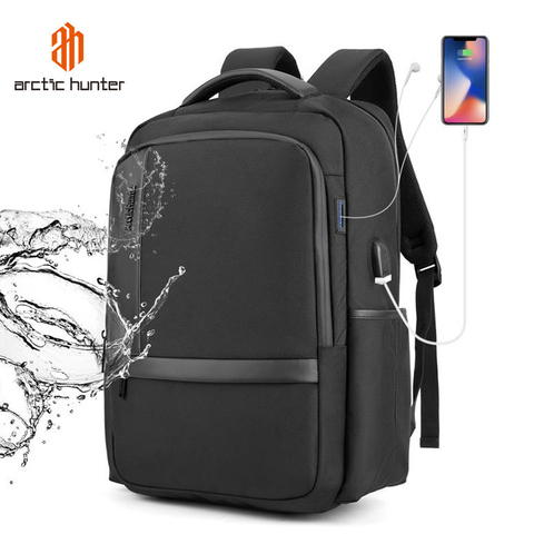 ARCTIC HUNTER-Mochila impermeable para ordenador portátil para hombre, morral escolar con carga USB, de gran capacidad, informal, de viaje ► Foto 1/6