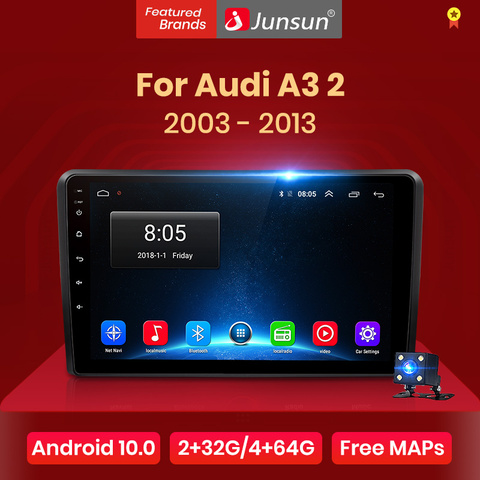 Junsun-Radio Multimedia V1 con GPS para coche, Radio con reproductor, Android 10,0, DSP, CarPlay, estéreo para coche, 2 din, dvd, para Audi A3 8P ► Foto 1/6