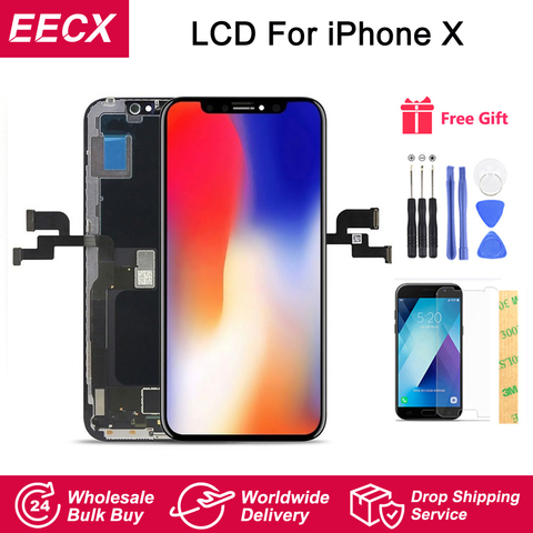 Pantalla LCD AMOLED para iPhone X de Apple, montaje de digitalizador táctil OLED con marco de reemplazo, color negro ► Foto 1/6