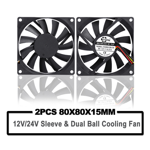 2 uds SXDOOL ordenador ventilador con cubierta 80*80*15mm 80mm 8cm sin escobillas 24V 12V 12V 8015 Dual pelota/Bola de manga de refrigeración refrigerador ventilador CPU PC portátil ventilador ► Foto 1/5