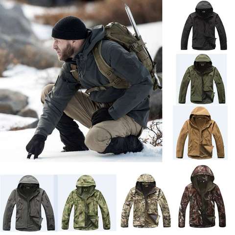 Trajes tácticos de piel de tiburón para exteriores, ropa de camuflaje a prueba de viento, chaqueta o pantalón Softshell, militar, para caza, Camping, impermeable ► Foto 1/6