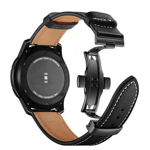 Correa de cuero genuino para reloj Samsung Gear S3 Frontier, 22mm, Huawei, Xiaomi Amazfit, pulsera clásica de repuesto ► Foto 1/6