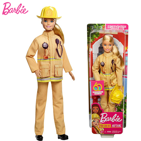 Muñecas originales de Barbie bombero para niñas, juguetes originales de moda para niñas, traje profesional para chico ► Foto 1/6