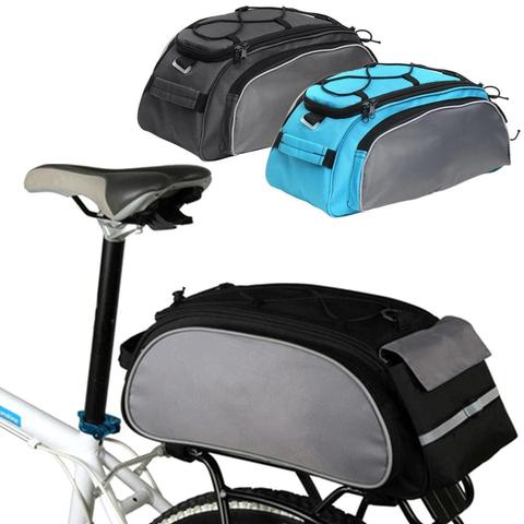 Bolsa trasera de 13L para bicicleta, estante de almacenamiento para asiento de ciclismo, bolso de maletero, alforja de viaje, para bicicleta de montaña y carretera, gran capacidad ► Foto 1/6