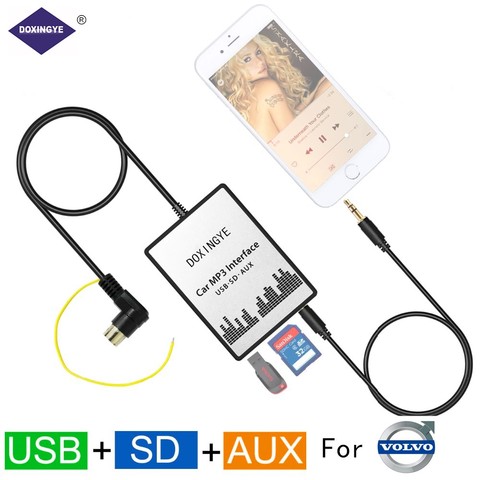 DOXINGYE-cambiador de CD SD y USB de coche, adaptador Digital de música Mp3 para Volvo HU-series C70 S40/60/80 V70, interfaz ► Foto 1/6