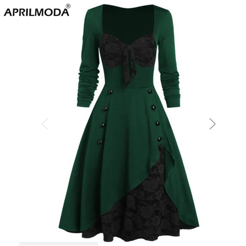 Vestido Rockabilly de talla grande para mujer, S-5XL Vintage de encaje, Pin Up, elegante, Túnica de fiesta, 50s y 60s, envío directo ► Foto 1/6