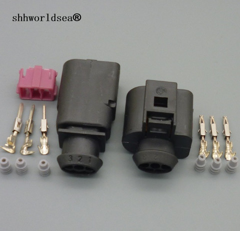 Shhworlsea-conector del Sensor de temperatura para automóvil, Conector de válvula de deflación, impermeable, 3 pines, 1J0973803, 1J0973703, macho hembra, 1,5mm, para VW ► Foto 1/6