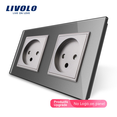 Livolo-toma de corriente de pared con Panel de vidrio, toma de corriente de pared estándar europeo, doble enchufe de Israel, CA 100 ~ 250V 16A, VL-C7C2IL-11/12/13/15 ► Foto 1/1