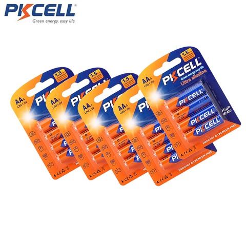 5 Pack/20 piezas PKCELL batería AA 1,5 v LR6 UM3 MN1500 E91 Batería alcalina aa seco y primaria batteires Superior R6P 2A batteria ► Foto 1/6