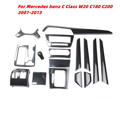 Para Mercedes-benz Clase C W204 C180 C200 2007-2013 accesorios de fibra de carbono, decoración de coche decoración Interior Trim pegatinas ABS ► Foto 1/6