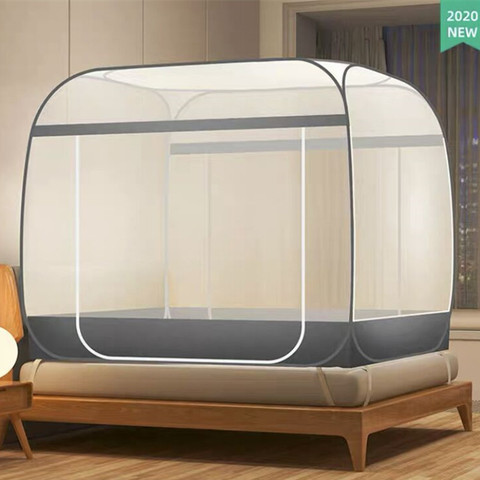 Yurt-mosquitera de tres puertas para acampar, tienda de campaña con malla de cifrado, portátil, plegable, 1,2 m-1,8 m, cama doble individual ► Foto 1/6