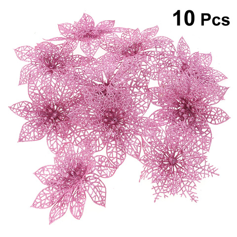10 Uds. De flores artificiales de Navidad simuladas, árbol de Navidad de plástico para flores decorativas, color rosa A35 ► Foto 1/6