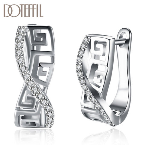 DOTEFFIL 925 de plata esterlina clásico AAA pendientes de circonita DE MODA PARA MUJER DE BODA fiesta de compromiso regalo de la joyería ► Foto 1/6