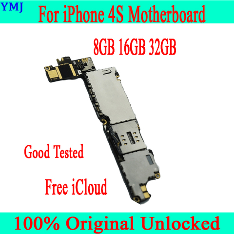 100% placa base Original desbloqueada para iphone 4S con Sistema IOS, iCloud gratis para iphone 4S placa base + Chips completos, 8GB 16GB 32GB ► Foto 1/4