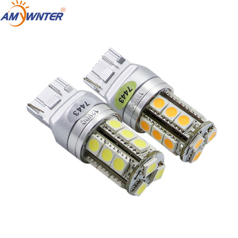 Amywnter-bombillas Led de doble función para coche, T20 W21/5w 12v W16w 7443, Wy21w, color amarillo, blanco, de freno para automóvil, fuente roja ► Foto 1/6