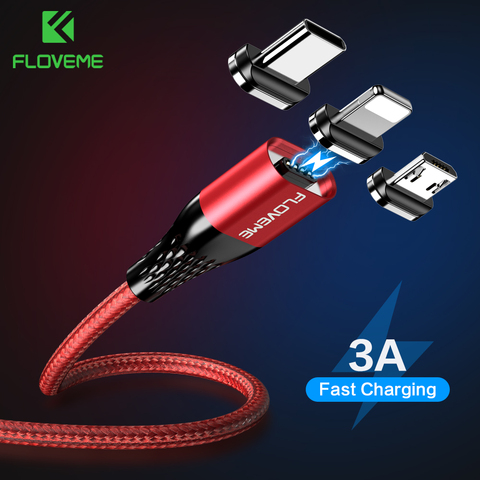 FLOVEME Cable de carga Usb magnético Micro Usb tipo C imán Cable de carga rápida Cable 3a para iphone Samsung Redmi Note 7 8 Microusb ► Foto 1/6