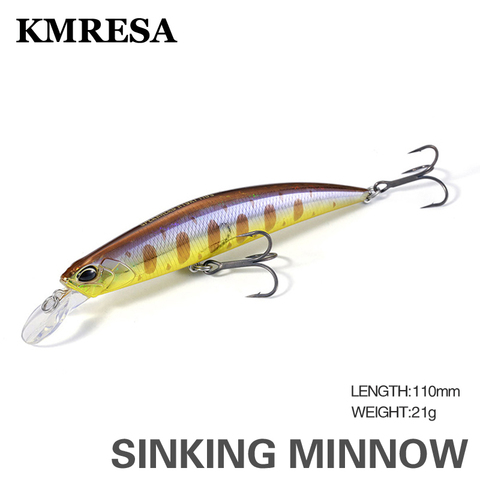 KMRESA-señuelo de pesca Wobbler, diseño japonés, 110mm, 21g, de plástico, hundimiento, pececillo, Lucio, cebo duro Artificial, aparejos ► Foto 1/6