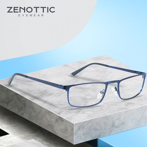 ZENOTTIC-gafas ópticas cuadradas de aleación para hombre, anteojos para miopía ultraligeros con prescripción, lente clara de anteojos, gafas sin tornillo coreanas ► Foto 1/6