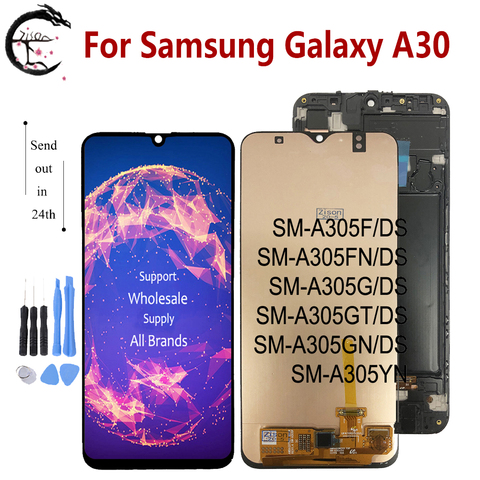 Pantalla LCD de 6,4 pulgadas con marco para móvil, montaje de digitalizador con pantalla táctil para SAMSUNG Galaxy A30 2022, A305, SM-A305F/DS, A305FN ► Foto 1/6