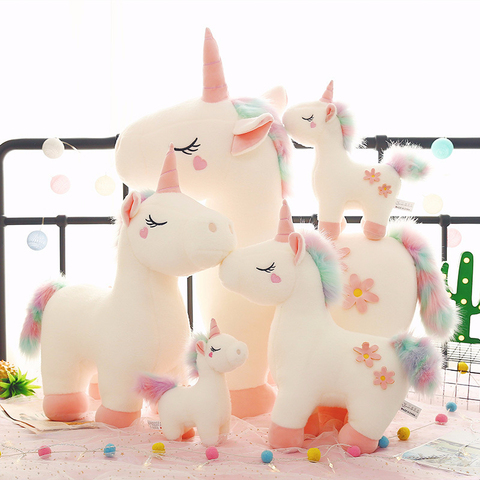 Muñeco de unicornio Kawaii de gran tamaño, peluche de unicornio de 30-70CM, peluches suaves, muñeco caballo, almohada, juguete para chico, regalos de Navidad para niña ► Foto 1/6