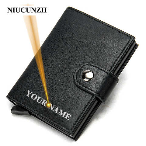 NIUCUNZH, tarjetero de negocios para hombre, tarjetero de anti rfid, billetera de cuero para diseño de tarjetas, billetera minimalista para tarjetas ► Foto 1/6