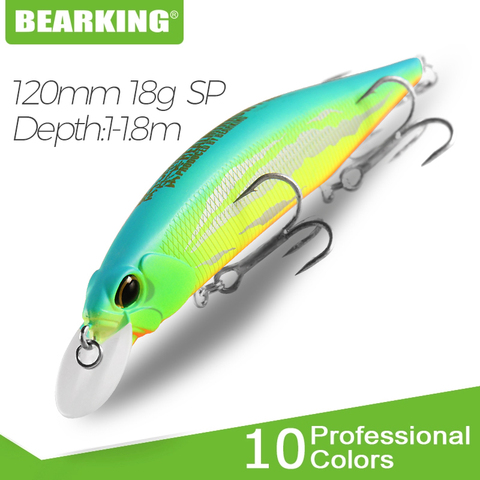 BEARKING modelo 120mm 18g depth1-1.8m caliente Señuelos de Pesca cebo duro minnow calidad profesional acción aparejos de pesca con forma de pececillo ► Foto 1/6