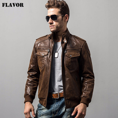 Chaqueta de piel de cerdo para hombre, chaqueta de piel auténtica para motocicleta, acolchada de algodón, abrigo cálido para invierno, chaqueta de cuero genuino para hombre ► Foto 1/6