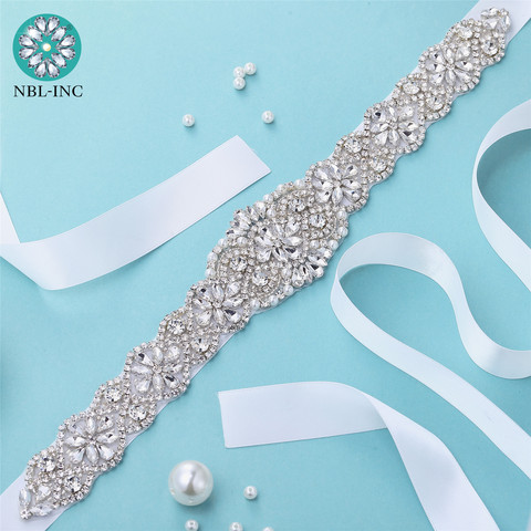 (1PC) de diamantes de imitación cinturón nupcial boda con diamante de cristal para bodas accesorios de vestido faja cinturón para vestido de boda WDD1043 ► Foto 1/6