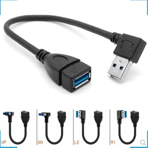 Adaptador macho A hembra USB 3,0 de 90 grados, extensor de extensión de ángulo USB 2,0, transmisión rápida, izquierda/derecha/arriba/abajo, 20cm ► Foto 1/6