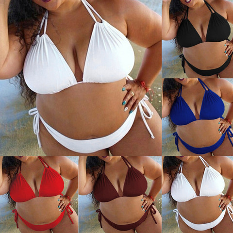 Bañador de talla grande para mujer, Bikinis de talla grande 3xl, 4xl, 5xl, traje de baño Sexy de realce, Monokini de banda de dos piezas ► Foto 1/6