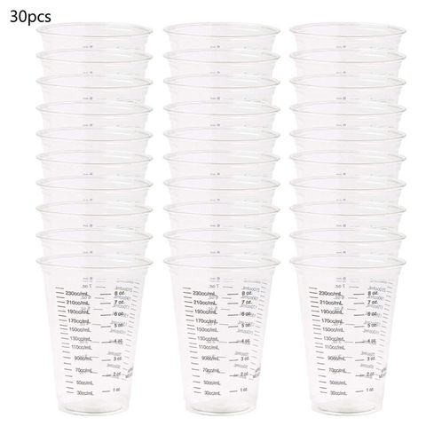 Tazas de medición desechables para resina, vaso de medición de plástico transparente de 8oz para arte de resina epoxi, medida graduada en ml y OZ, 30 Uds. ► Foto 1/6