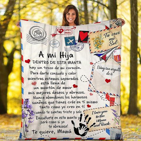 Manta de franela a mi hija un mensaje carta edredón manta español imprimir Textiles hogar cama sofá amor Manta ► Foto 1/6