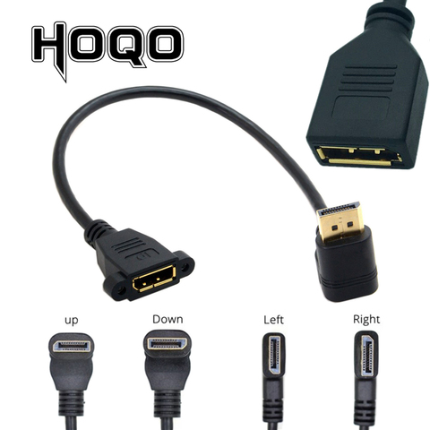 Adaptador de Cable de extensión para montaje en Panel DisplayPort, ángulo de 90 grados, esquina DP 1,4 v, macho a hembra, tornillo de toma de Cable 2k @ 144Hz ► Foto 1/6