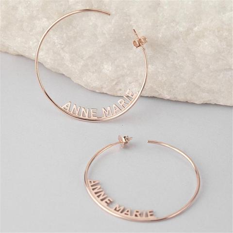 70mm de nombre personalizado nombre aros nombre pendientes de aro personalizado oro pendientes aros ► Foto 1/6