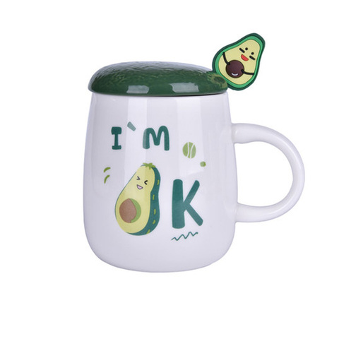 Taza de cerámica de aguacate para café, taza de té y agua con agarre, estilo coreano japonés, 420ml ► Foto 1/6