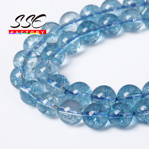 AAAAA Natural cuarzo azul Topazs cuentas de cristal azul cuentas de piedra Natural para fabricación de joyería Diy, collar, pulsera, ► Foto 1/5