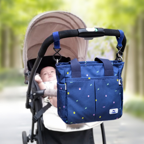 Bolsa para pañales de bebé con múltiples bolsillos, bolsa de cuidado de bebé para cochecito, moda de maternidad, bolso de hombro con cremallera para momia ► Foto 1/6