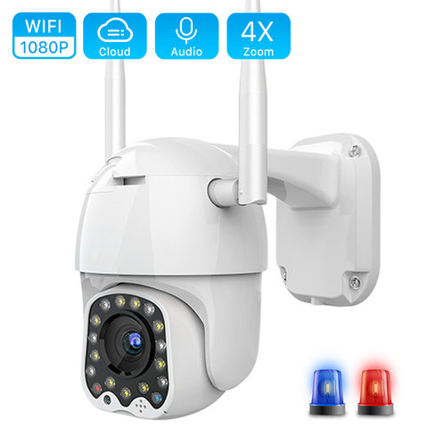 Cloud 1080P cámara PTZ con Wifi al aire libre 2MP seguimiento automático CCTV casa cámara IP de seguridad 4X Zoom Digital cámara de velocidad Domo sirena ► Foto 1/6