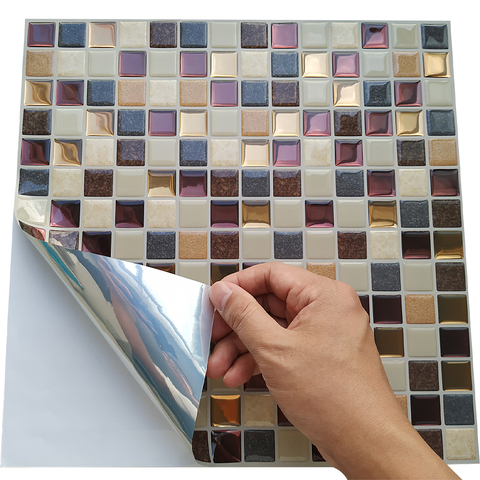 Azulejos autoadhesivos de vinilo para cocina, adhesivos impermeables de mosaico, pelar y pegar, contra salpicaduras, para pared ► Foto 1/6